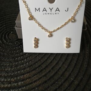 Maya J Gold Plated Necklace and Earring Set